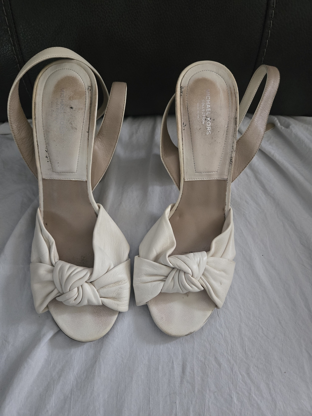 Michael Kors Cream Knotted Slingback Heels
